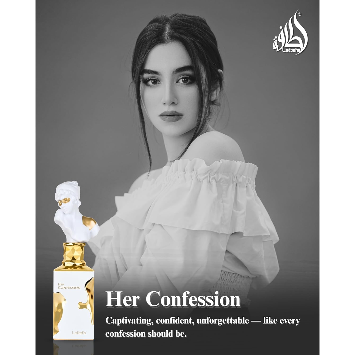 Lattafa Her Confession - Vanilla, Floral, Amber, Musk - Eau de Parfum Long-Lasting Fragrance for Women, 3.40 Ounce / 100 ml