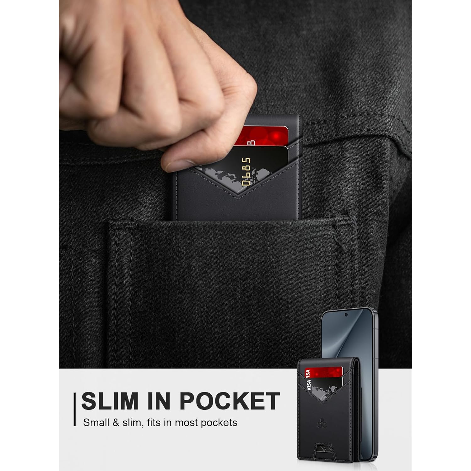 Wallet for Men Slim Leather Wallets for 13-17 Cards, RFID Blocking Thin Card Holder Wallet with ID Window & Large Capacity Cash Slot, Minimalist Bifold Small Wallet for Front Pocket, Gift for Men
