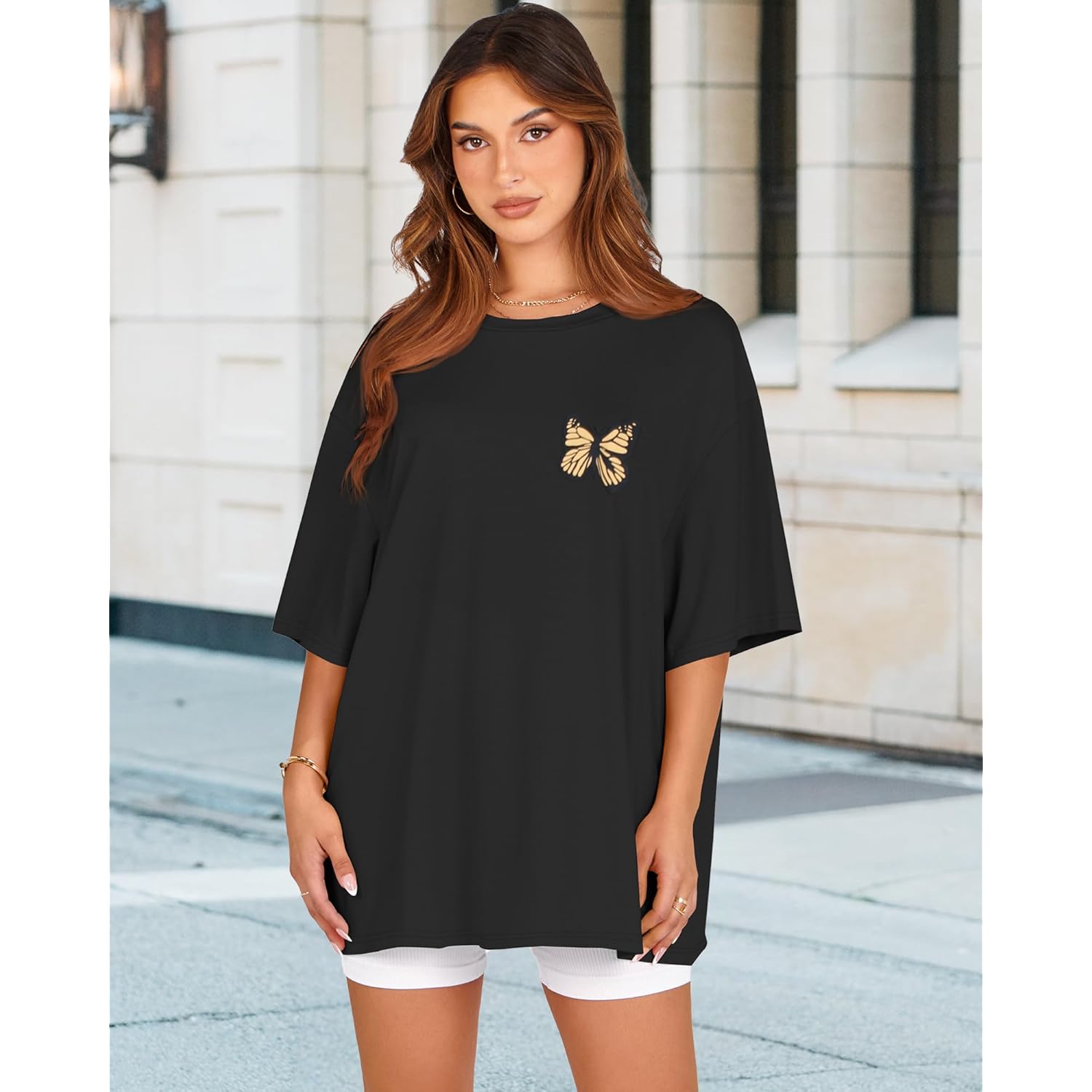 Womens Oversized Tshirt Graphic Tees Crew Neck Summer Short Sleeve Loose Fit Tops
