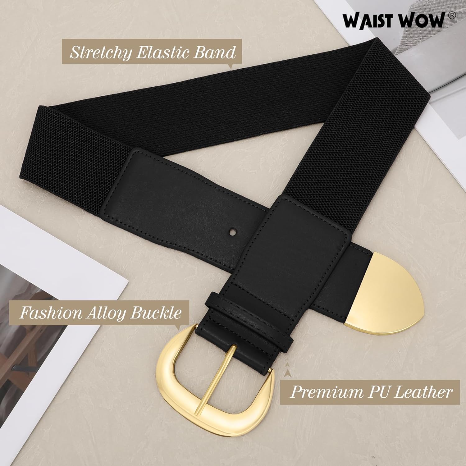 Women Wide Elastic Waist Belt for Dresses Fashion Thick Stretchy Belt for Trendy