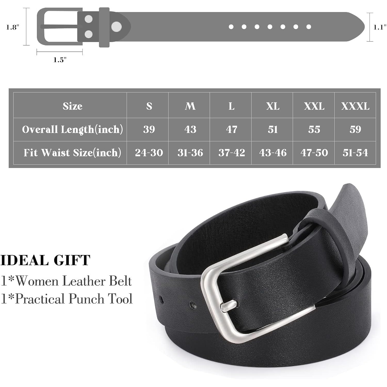 WHIPPY Women Casual Leather Belt for Jeans Pants, Fashion Ladies Waist Dress Belt