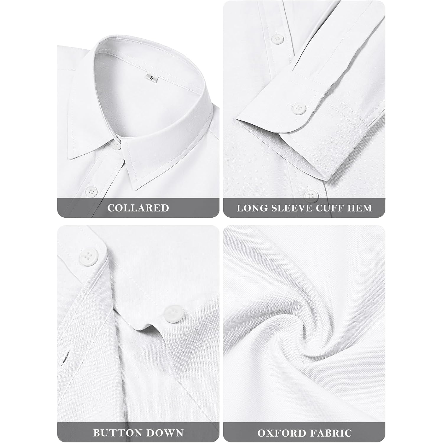 Womens Button Down Shirts Cotton Dress Shirts Oxford Shirts Long Sleeve Work Blouses Collared Tops Tunics with Pocket