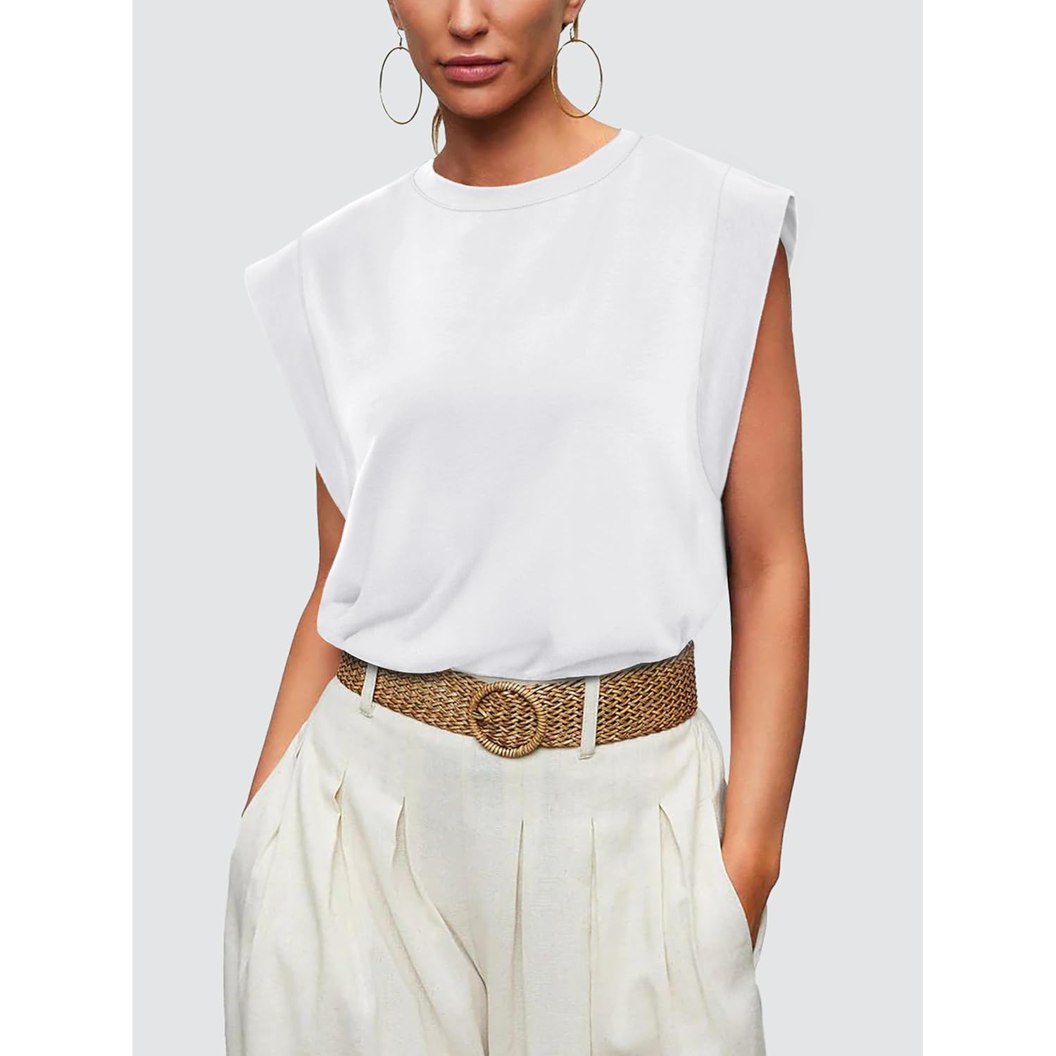 WIHOLL Cap Sleeve Tops for Women Summer Top Basic Tee Shirts Casual Tank Loose Fit 2025 Fashion