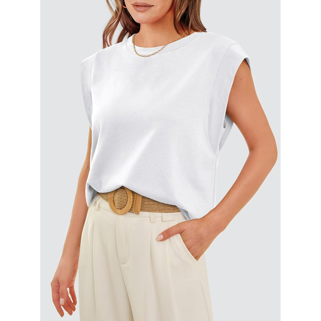 WIHOLL Cap Sleeve Tops for Women Summer Top Basic Tee Shirts Casual Tank Loose Fit 2025 Fashion