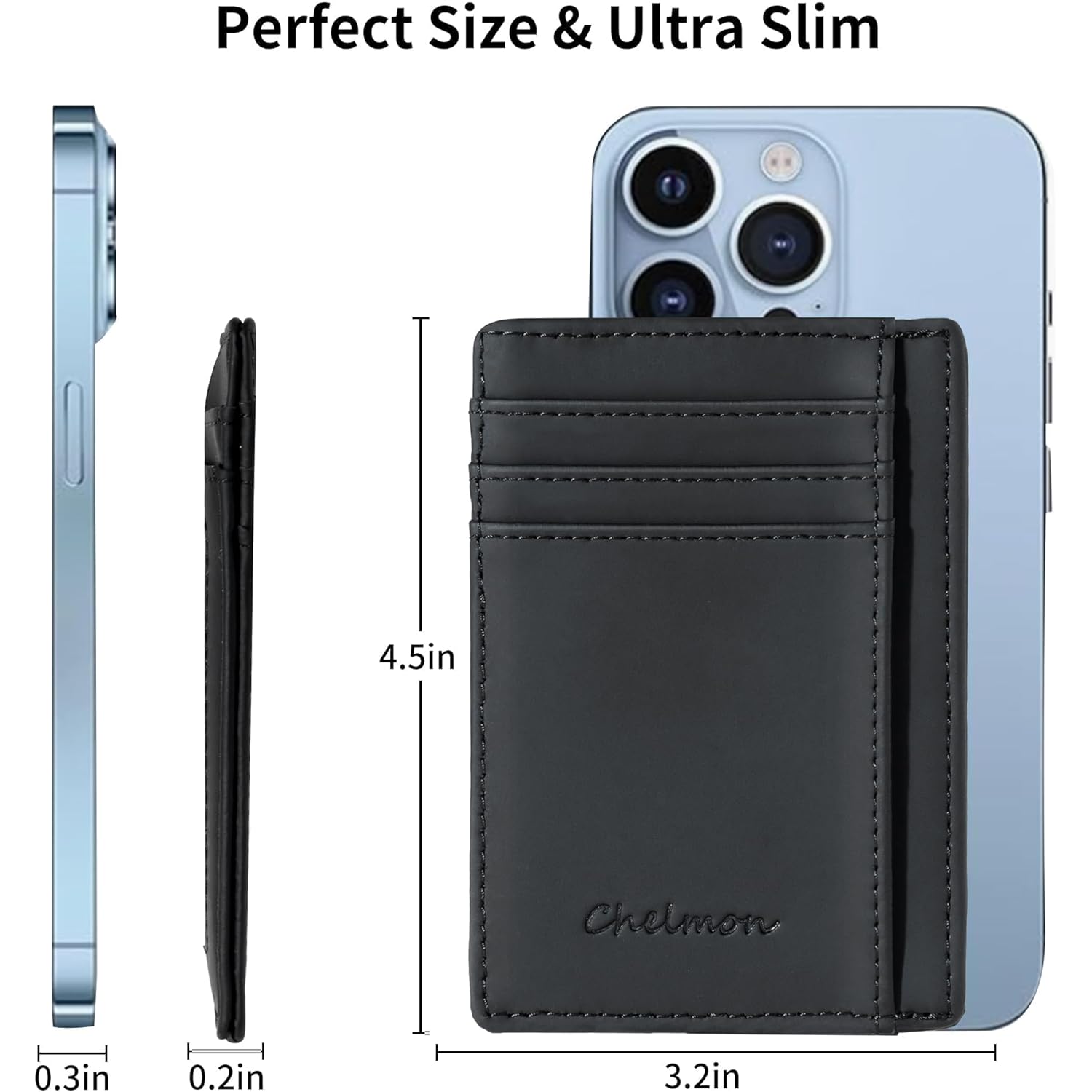 Chelmon Slim Wallet for Men, Minimalist Front Pocket RFID Blocking Credit Card Holder