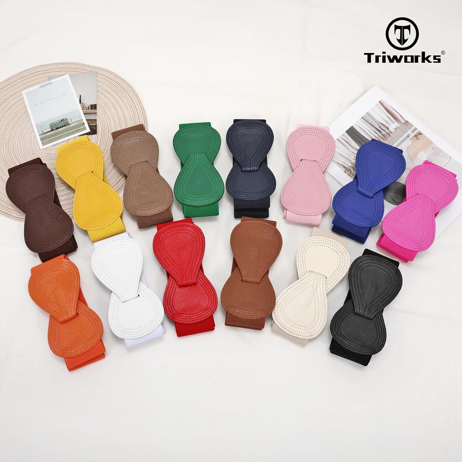 Women Wide Elastic Belt Ladies Stretchy Dress Belt Fashion 8-shaped Buckle Waist Belt
