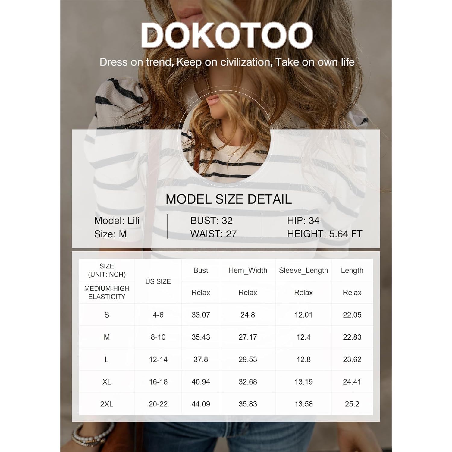 Dokotoo Women's Short Puff Sleeve Knit Tops 2025 Trendy Crewneck Striped T Shirts Casual Summer Blouses