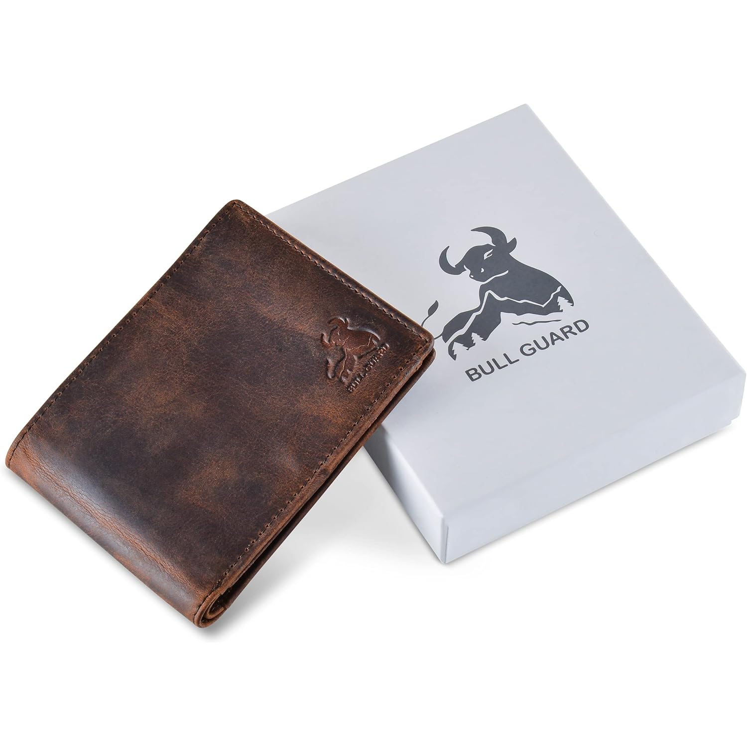 Men's Leather Wallet with RFID Blocking 2 ID Windows in Full Grain Crazy Horse Leather