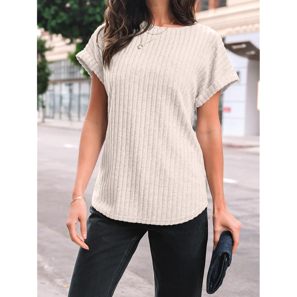 AUTOMET Women Shirts Summer Sweaters Regular Fit Short Sleeve Tunic Tops 2025 Dressy Casual Business Blouses