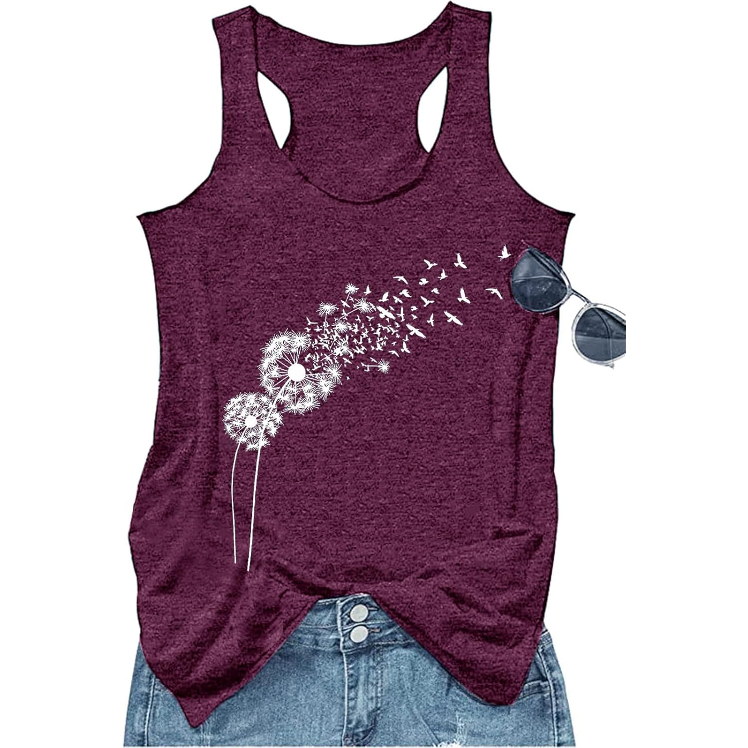 Vintage Mandala Graphic Tank Tops for Women Summer Beach Graphic Loose Tanks Vest USA Flag Vacation Racerback Tank Cami