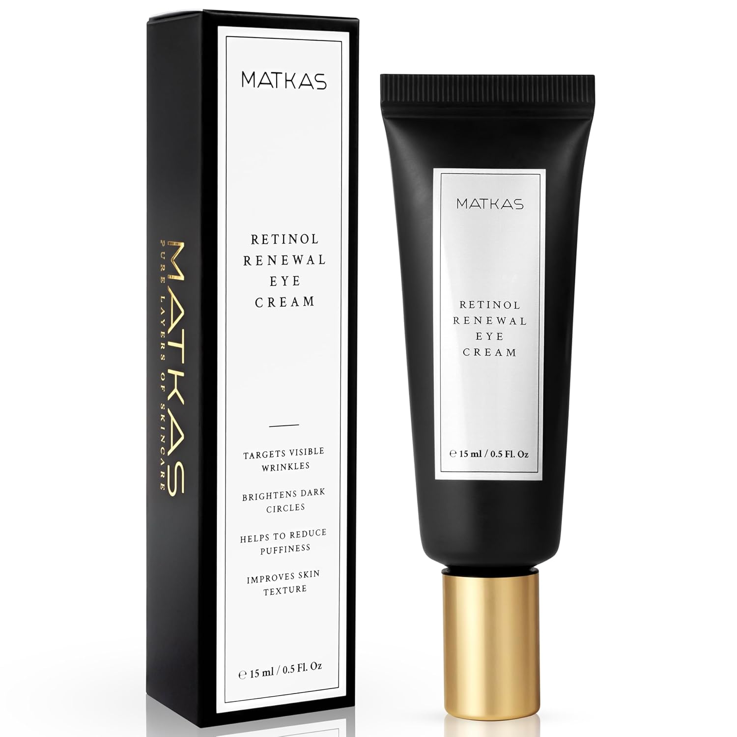 MATKAS Korean Retinol Under Eye Cream for Dark Circles 15mL - with Shea Butter and Niacinamide, Under Eyes Brightener, Anti Aging Cream, Eye Bags Remover, Under Eye Treatment for Women & Men, Skincare