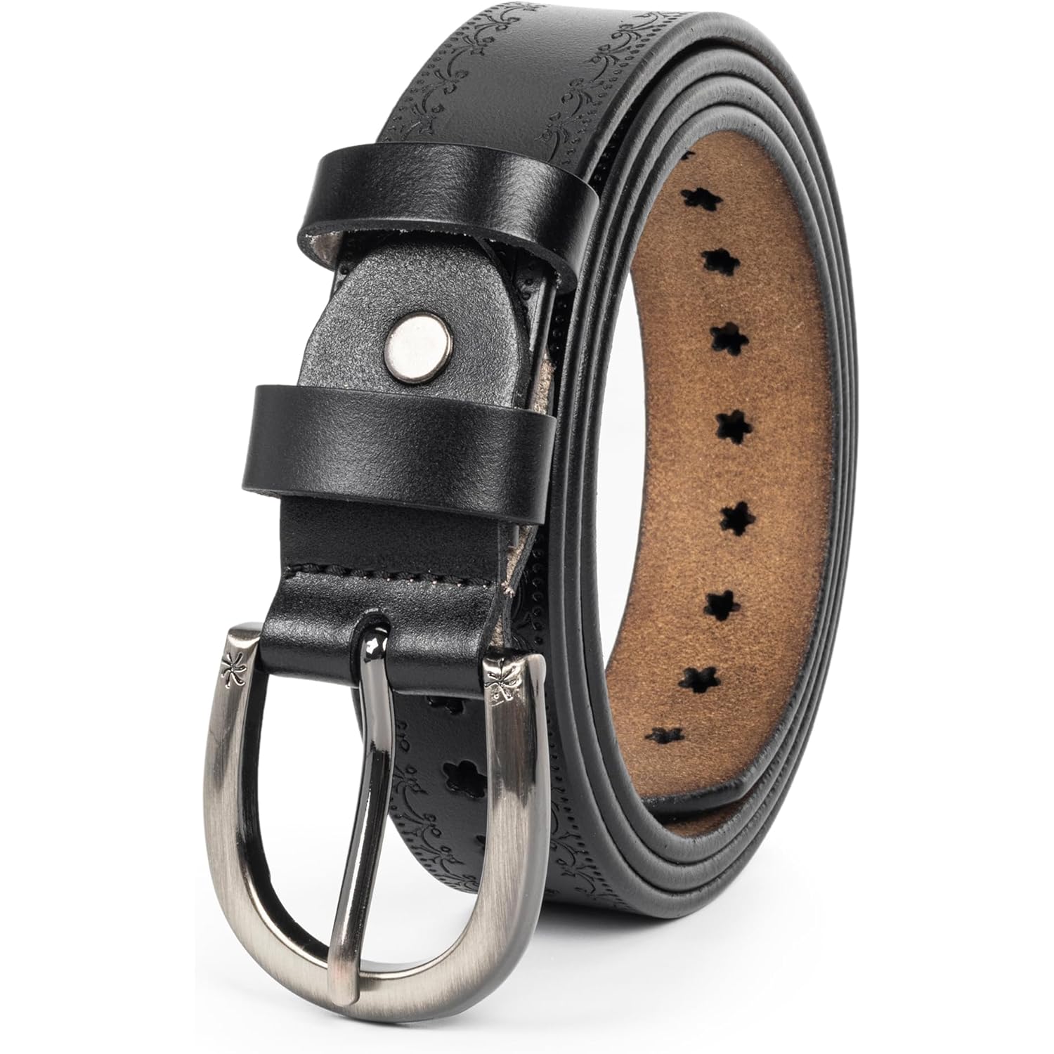 Women-Leather-Belt for Jeans Pants Adjustable-Fashion-Casual-Waist-Belts Hollow Flower Belt for Ladies Girls