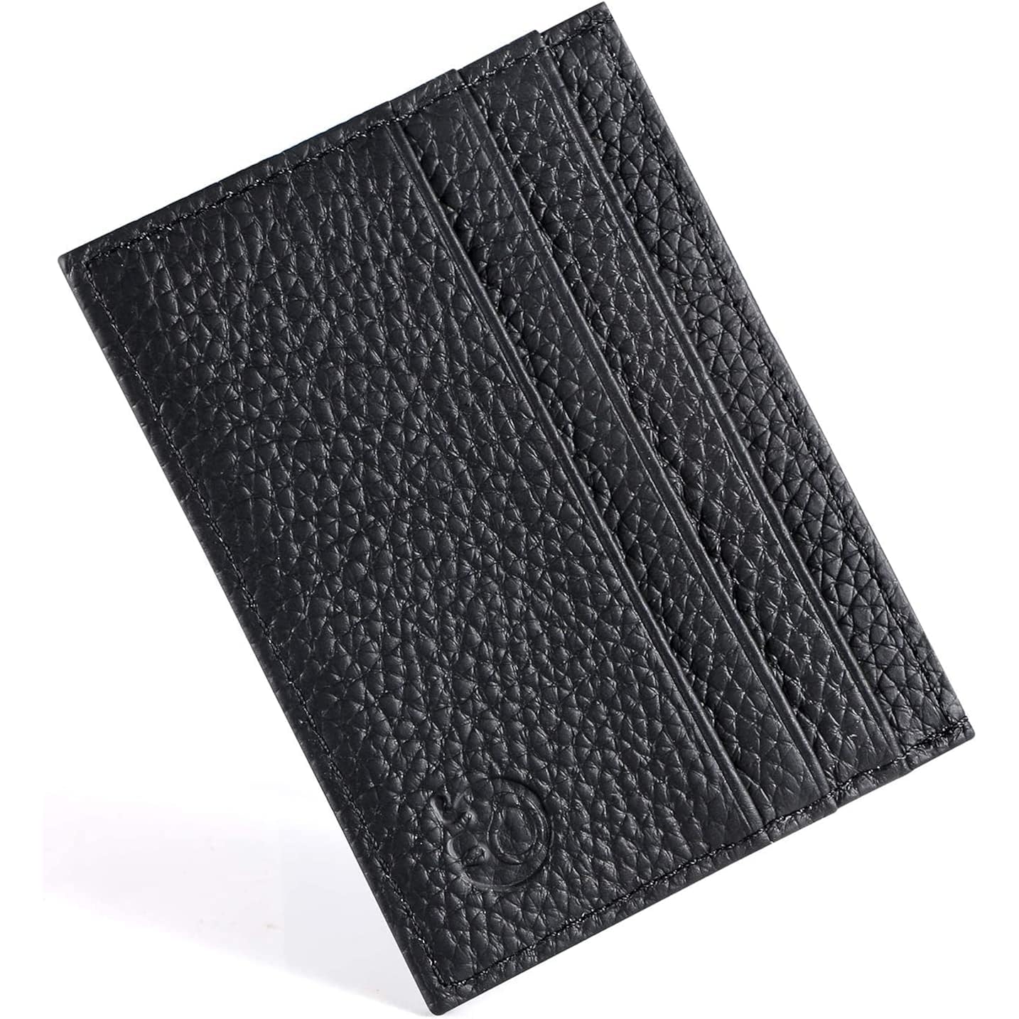 Credit Card Holder Wallet, RFID Blocking Leather Ultra Slim Wallet, Thin Minimalist Credit Card Case Card Protector, Front Pocket Wallets for Men, Women - 6 Card Slots and 1 Pockets (Black)