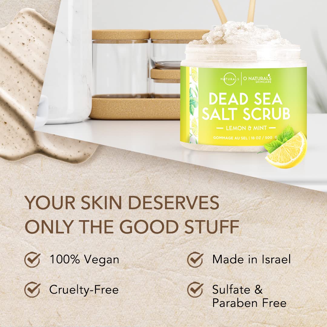 O Naturals Exfoliating Lemon Oil Dead Sea Salt Deep-Cleansing Face & Body Scrub