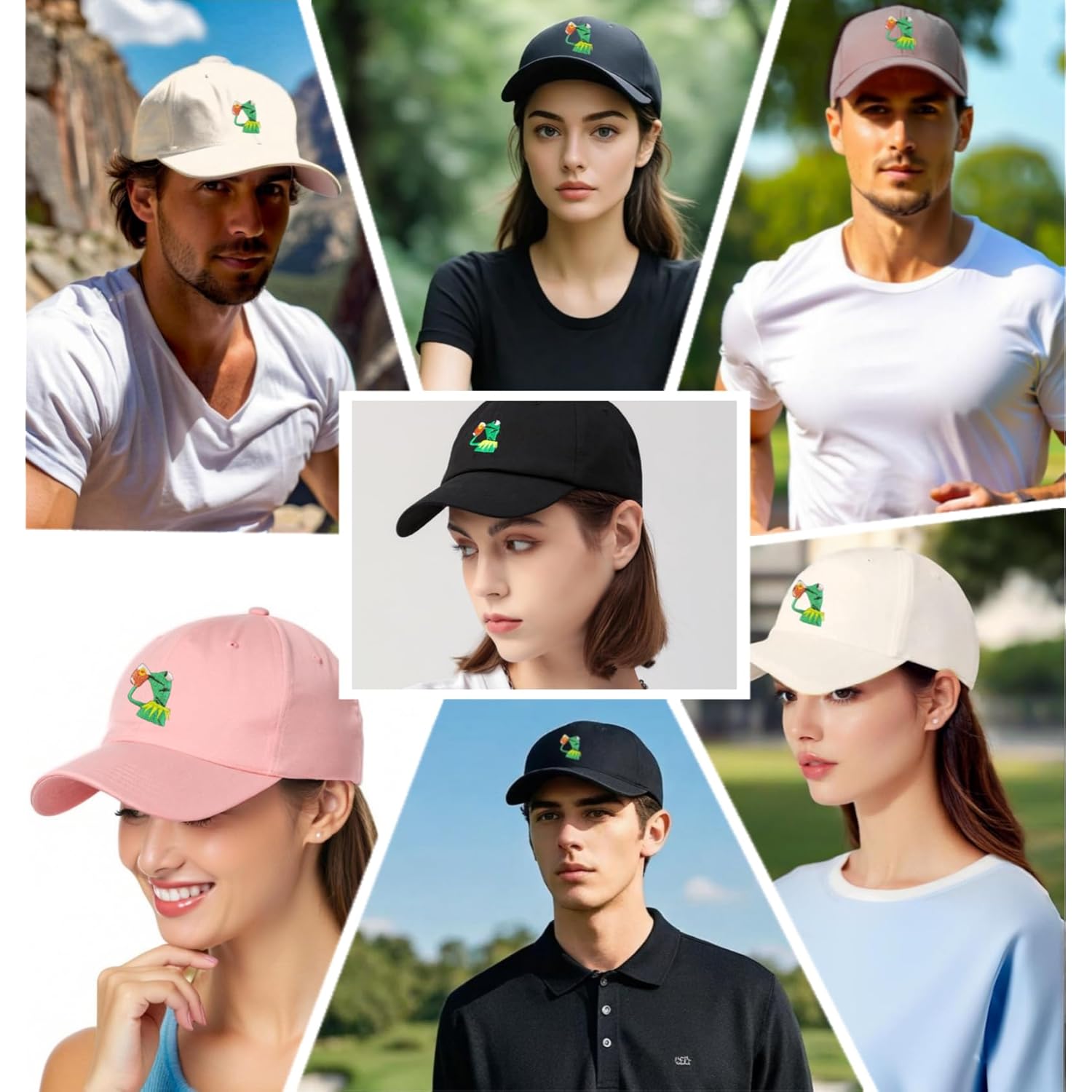 Adjustable Kermit The Frog Embroidered Baseball Cap - Unisex Classic Dad Trucker Hat