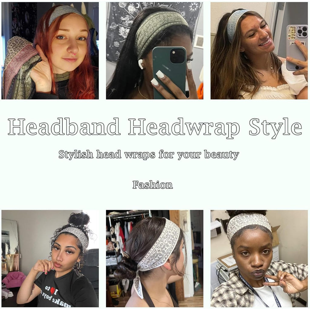 4Pcs Fashion Scarves for Women, Multifunctional Boho Scarves Headbands Satin Scarf for Bag Hair Accessories