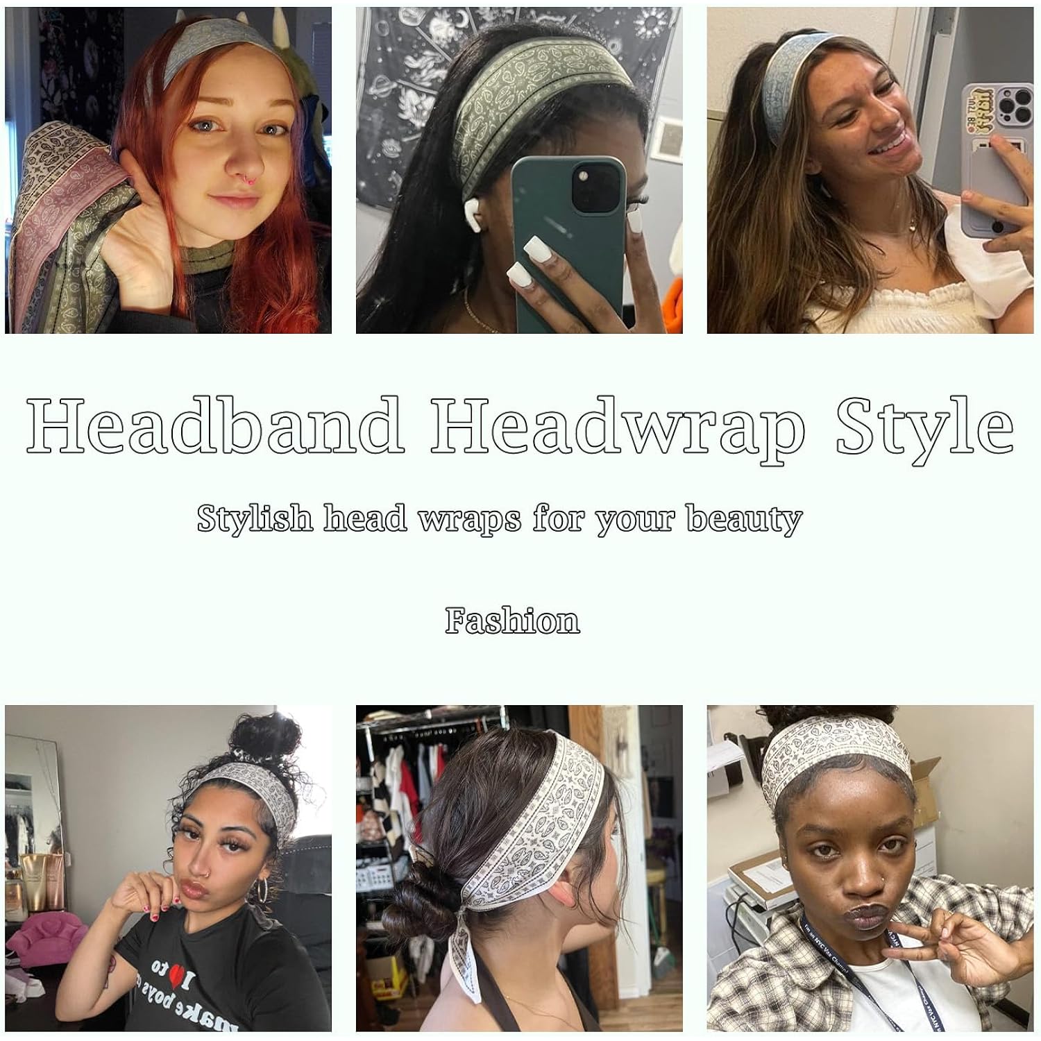 4Pcs Fashion Scarves for Women, Multifunctional Boho Scarves Headbands Satin Scarf for Bag Hair Accessories