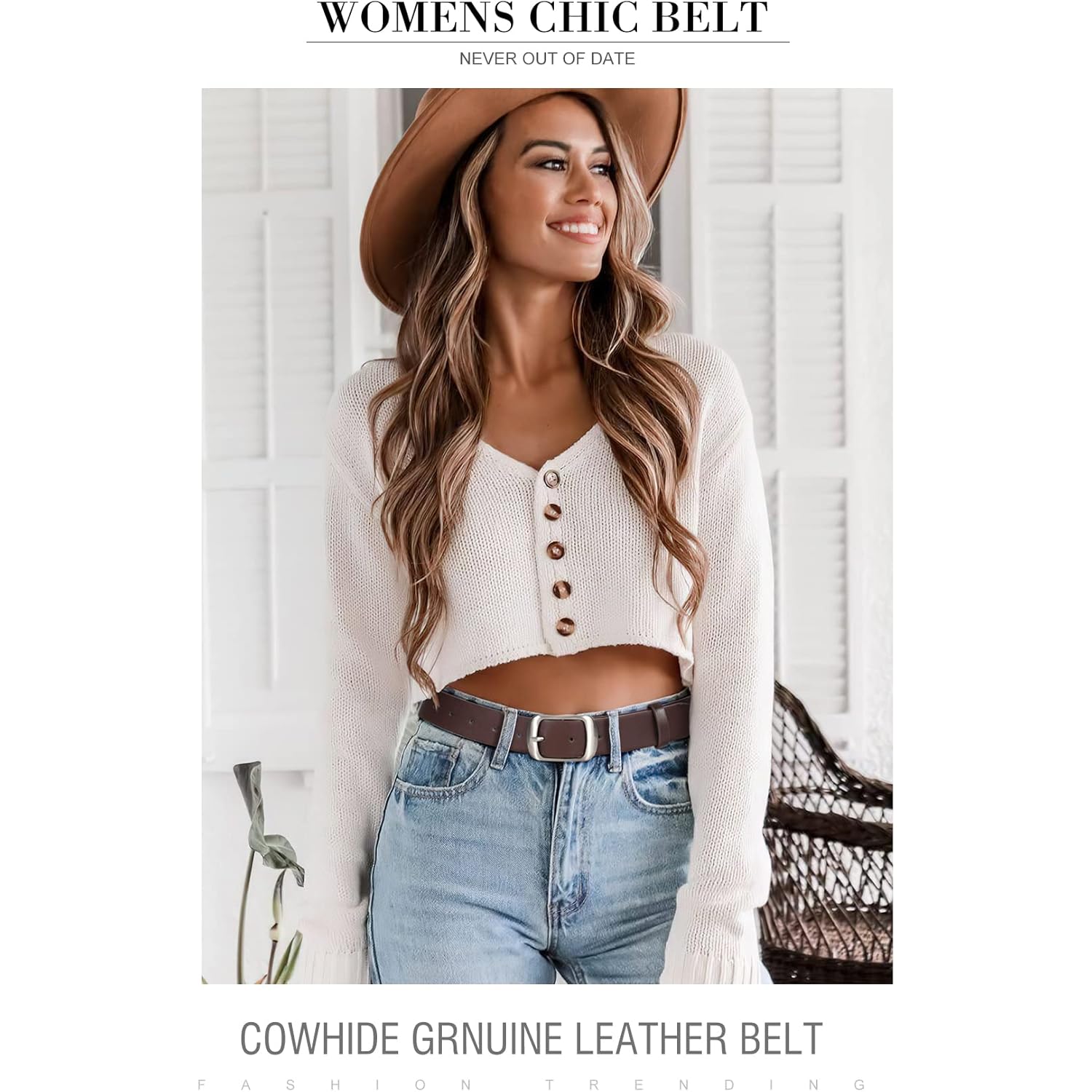 VONMELLI 2 Packs Women Leather Belts for Jeans Fashion Leather Ladies Waist Belt