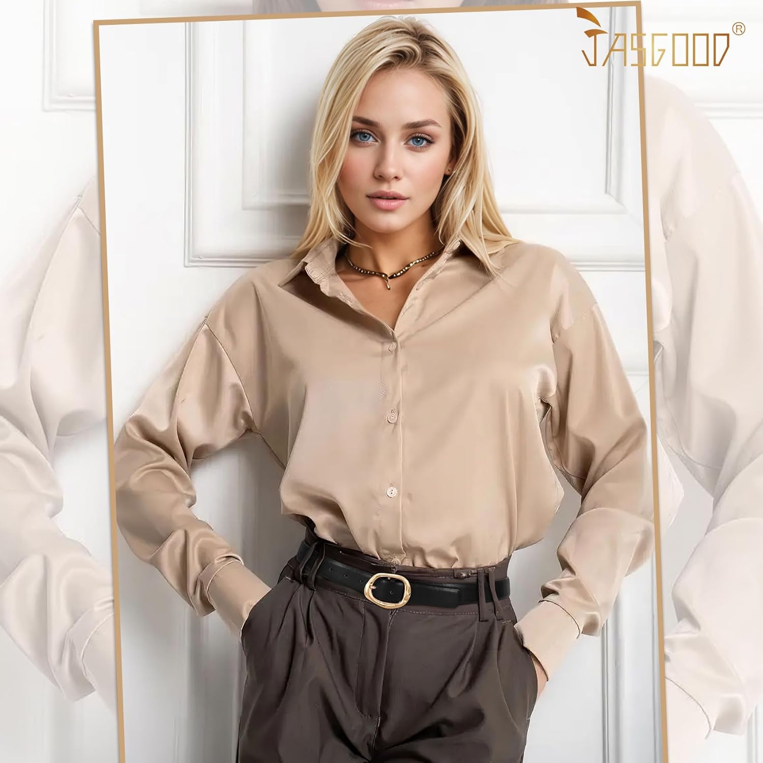 JASGOOD Women Leather Belt for Jeans Pants Ladies Casual Waist Belt Fashion Women Belt with Gold Buckle