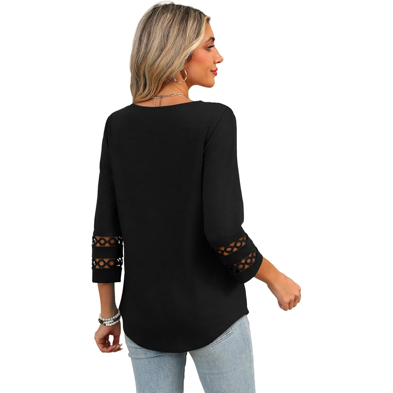XIEERDUO 3/4 Length Sleeve Womens Tops Dressy Casual Blouses for Women 2025 Trendy V Neck T Shirts Summer Clothes
