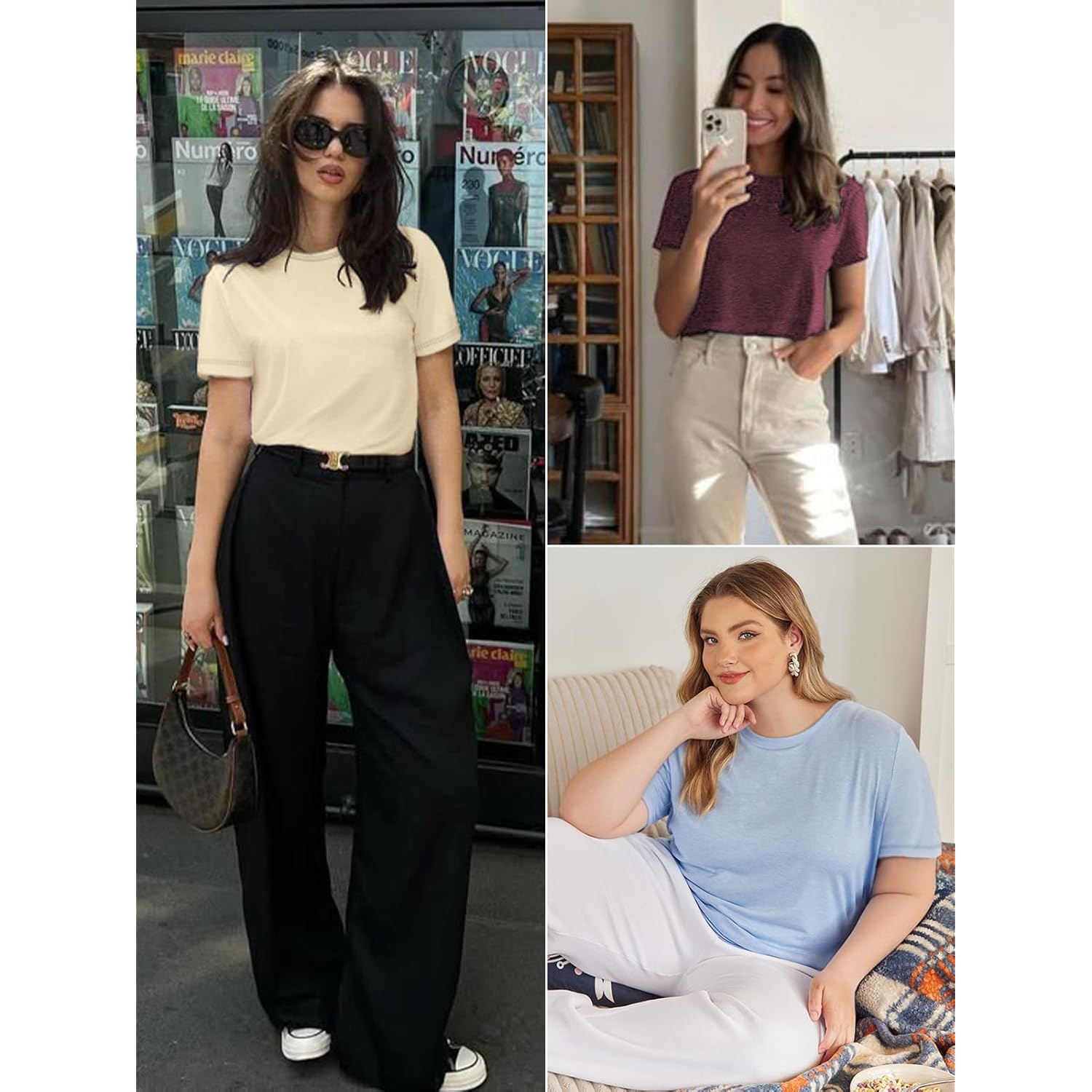 ATHMILE Womens T Shirt Summer Tops Short Sleeve Fashion Basic Casual Oversized Beach Vacation Clothes 2025 Trendy