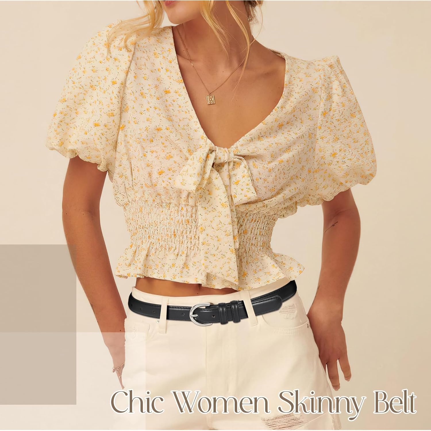 Women Leather Belt for Jeans Pants Fashion Ladies Skinny Belt for Dresses Thin Belt with Single Prong Buckle