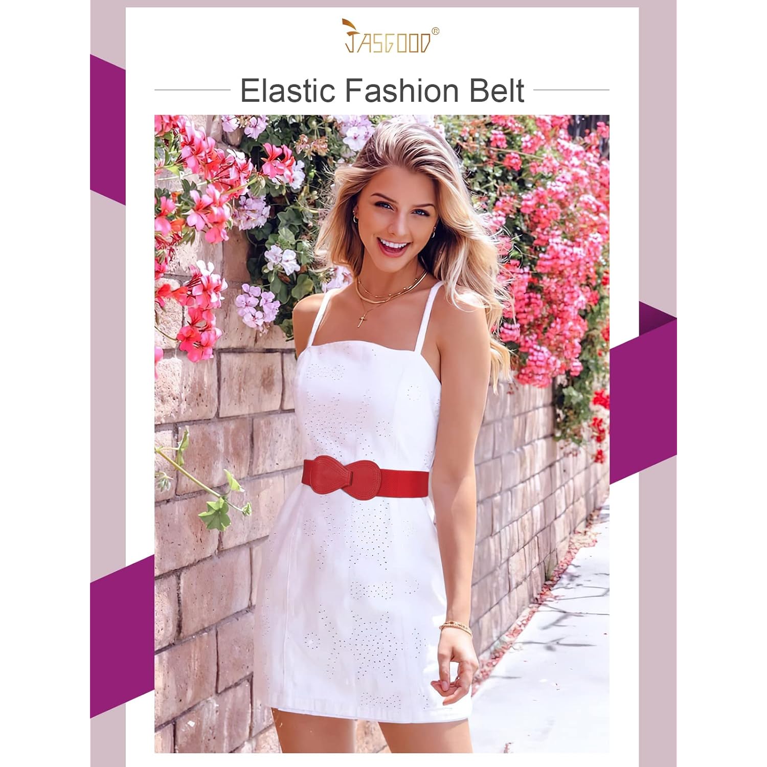 JASGOOD Women Stretchy Belts for Dress Vintage Wide Elastic Waist Belts