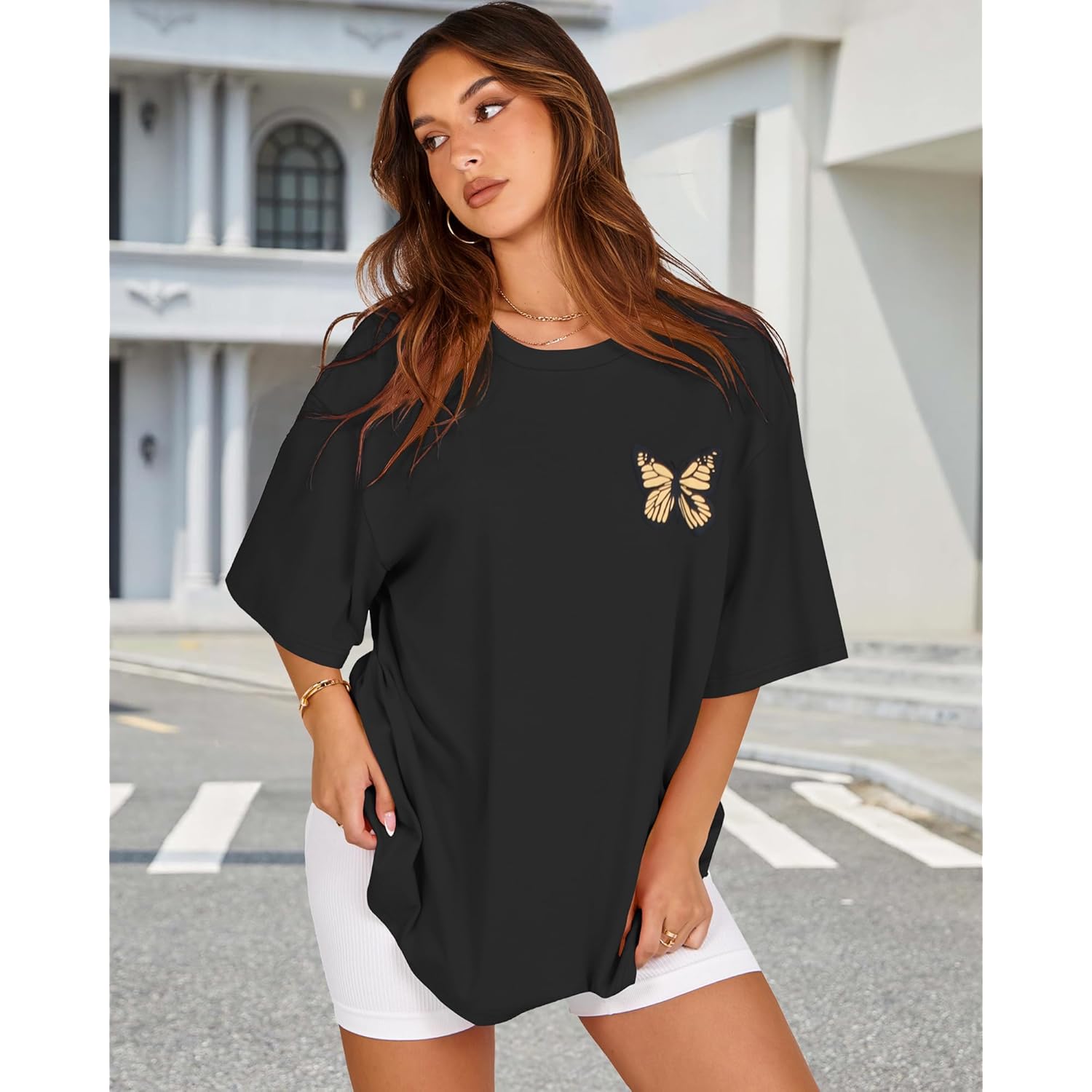 Womens Oversized Tshirt Graphic Tees Crew Neck Summer Short Sleeve Loose Fit Tops