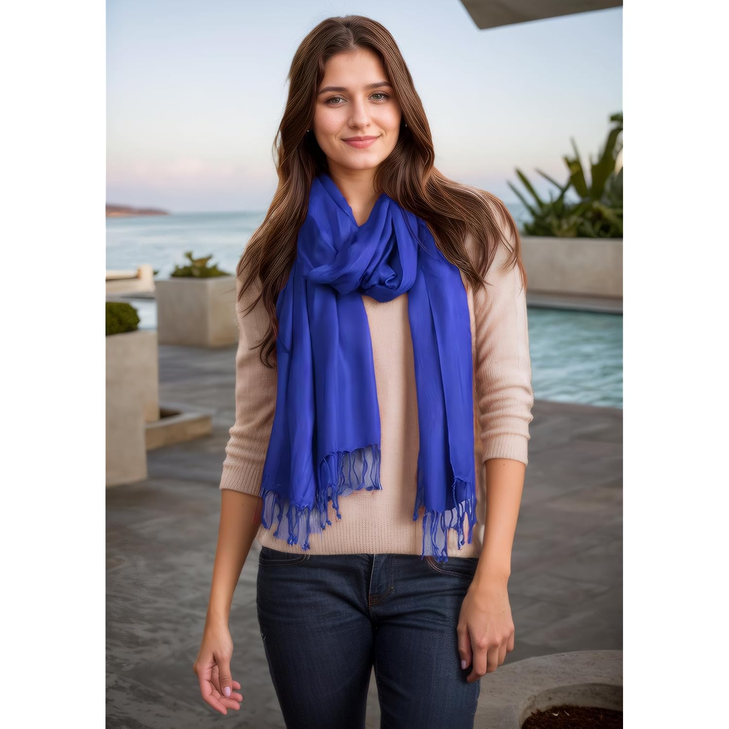 Achillea Soft Silky Pashmina Scarf for Women – Shawl Wrap for Evening Dresses, Bridesmaids, Weddings & Everyday Wear