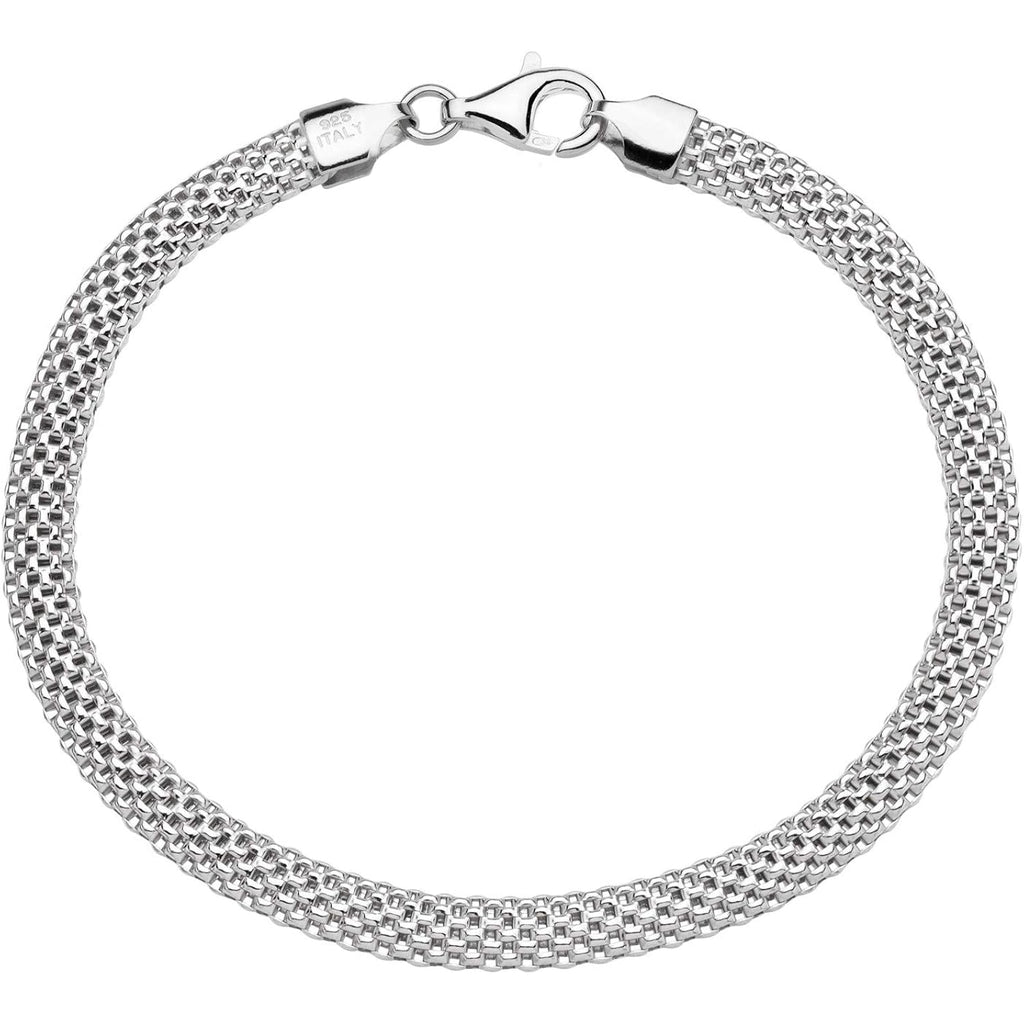Miabella 925 Sterling Silver Italian 5mm Mesh Link Chain Bracelet for Women, Made in Italy