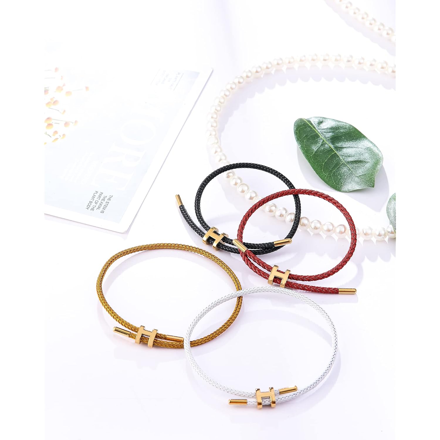 AIMADE Bracelets for Women Adjustable Charm Bracelet, 18k Gold-plated Buckle Design Titanium Steel Wire Rope Women's Gift Jewelry