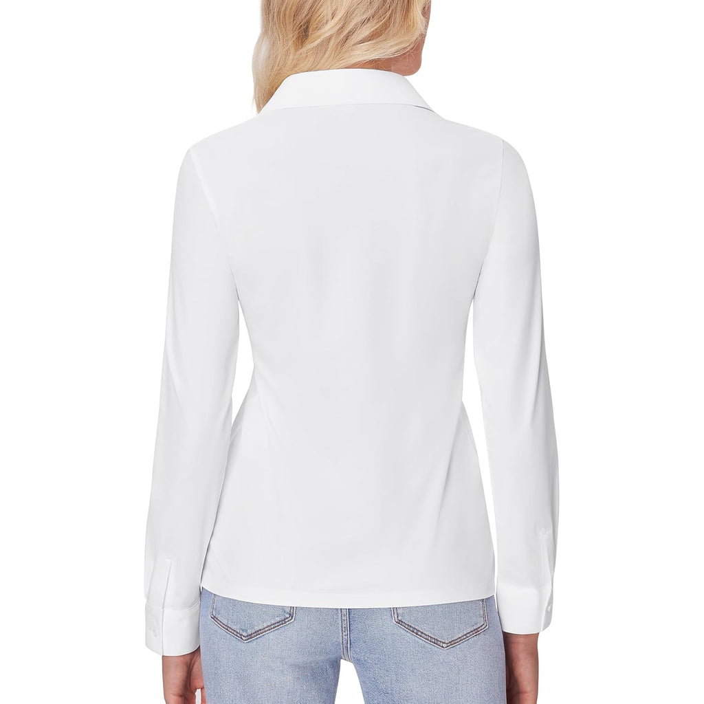 siliteelon Button Down Shirts for Women Slim fit Long Sleeve Stretch Dress Shirts Work Shirt Wrinkle Free Office Blouses