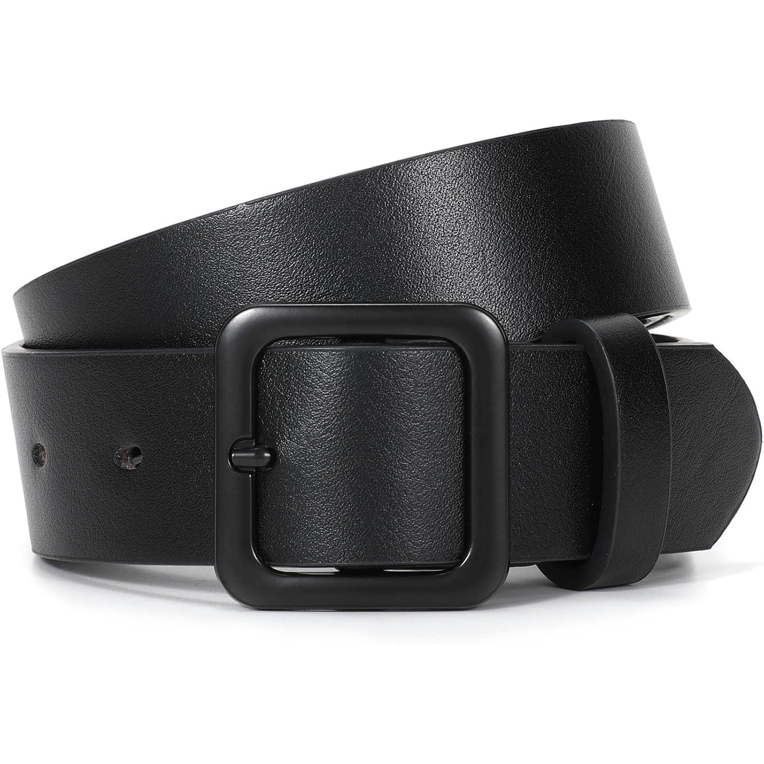 XZQTIVE Women’s Leather Belts for Jeans Pants Dresses Fashion Ladies Black Belt with Square Buckle