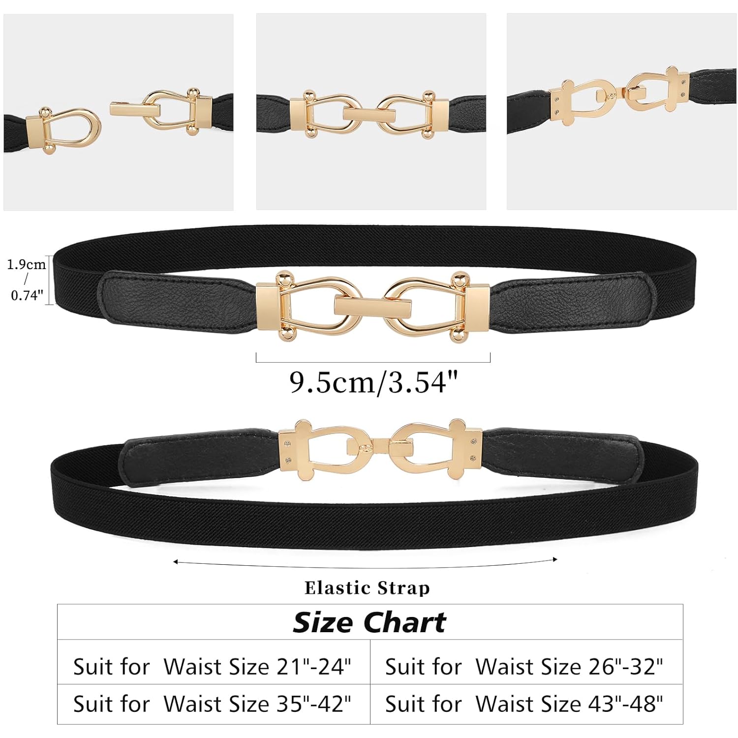 JASGOOD Women Skinny Elastic Stretch Belt for Dresses Retro Ladies Waist Vintage Thin Belt