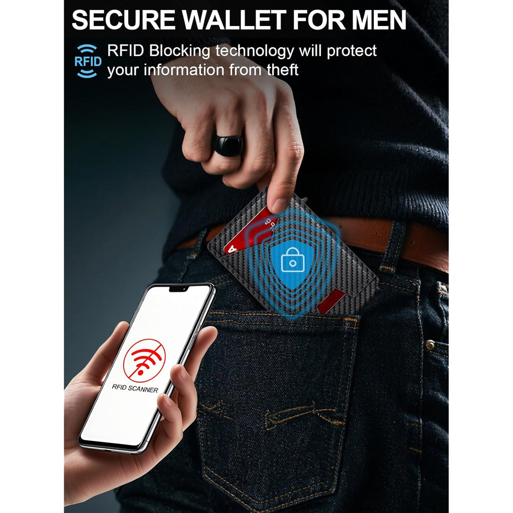 Wallet for Men RFID Wallet with Money Clip, Slim Pop Up Card Holder for 10-12 Cards, Minimalist Smart Credit Card Case with ID Window, Bifold Metal Wallet for Front Pocket, Gifts for Men