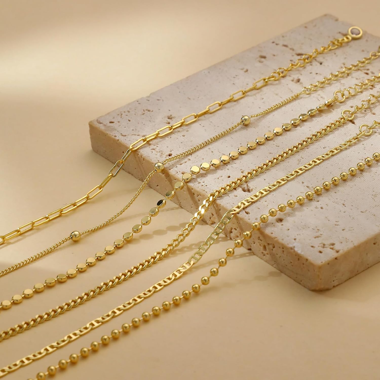 Dainty 14K Gold Bracelets for Women - Waterproof Stackable Gold Bracelet Set - Perfect for Stylish Women