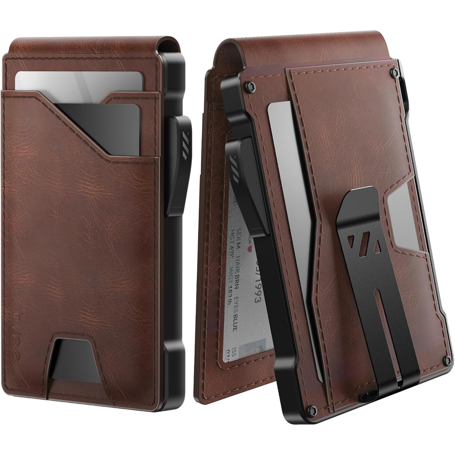 typecase Tactical Wallet for Men Card Holder: Pop Up Card Case, Genuine Leather, Smart, RFID Blocking, Slim, Minimalist, Thin, Front Pocket - 9-13 Card Capacitiy, ID Window, Money Clip (Brown)