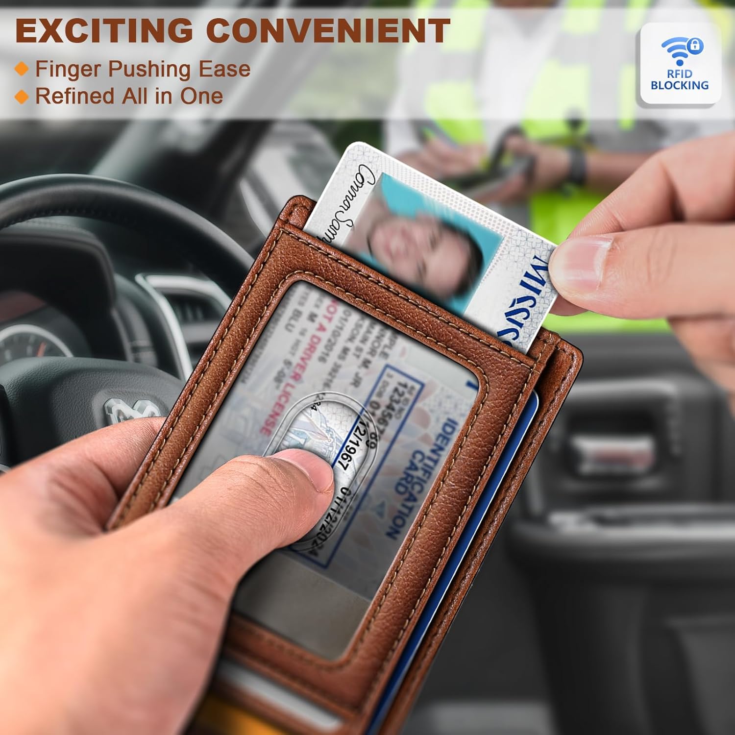 BULLIANT Men Wallet,Slim Leather Wallet Money Clip Card Hodler For Men Gift 8 Cards RFID Blocking