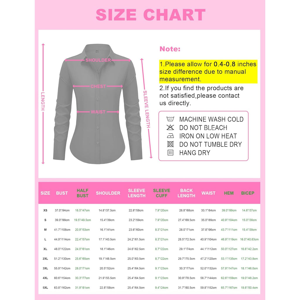 siliteelon Women's Button Down Shirts Long Sleeve Dress Shirts Wrinkle Free Collared Work Office Solid Blouses Corset Tops