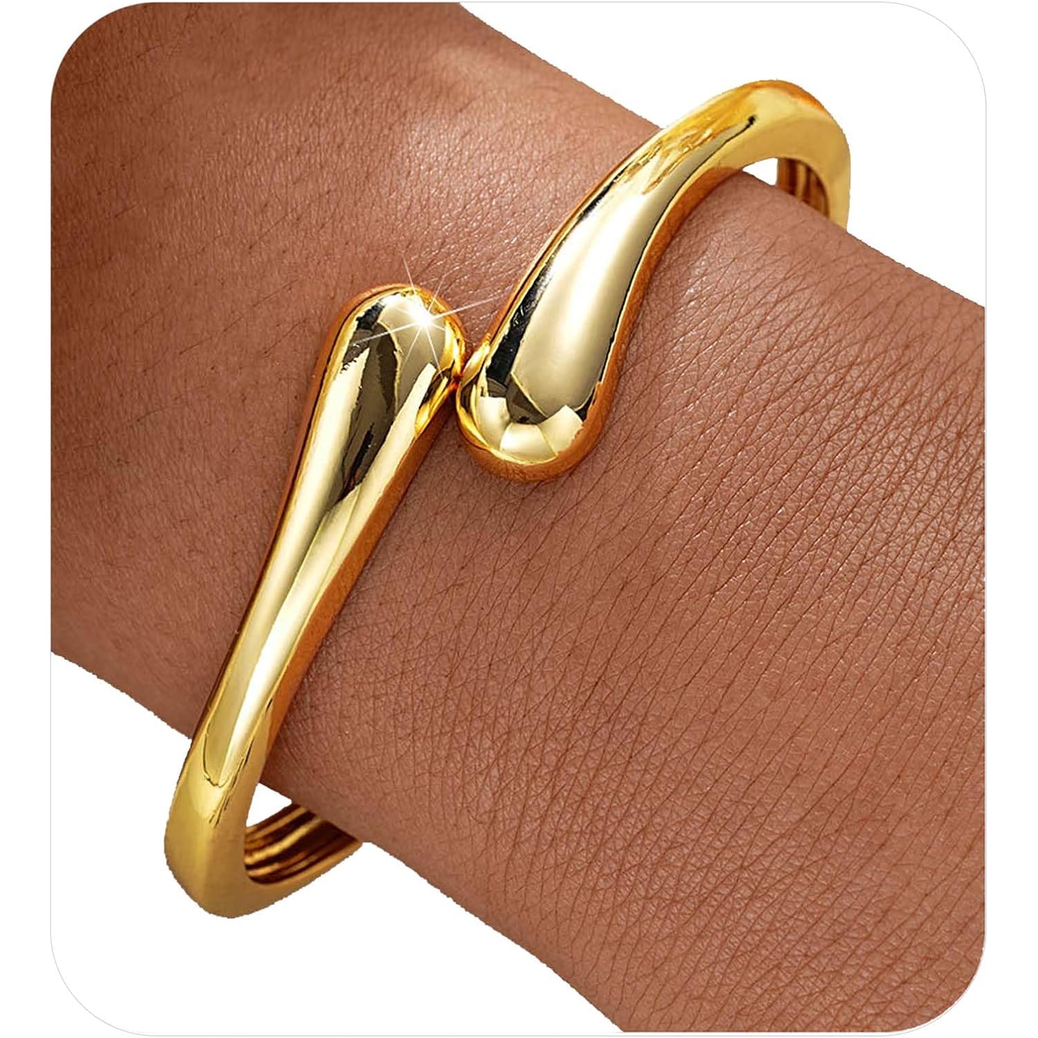 Gold Bangle Bracelets for Women Teens Trendy Chunky Adjustable Twist Cuff Bracelet Jewelry Gifts