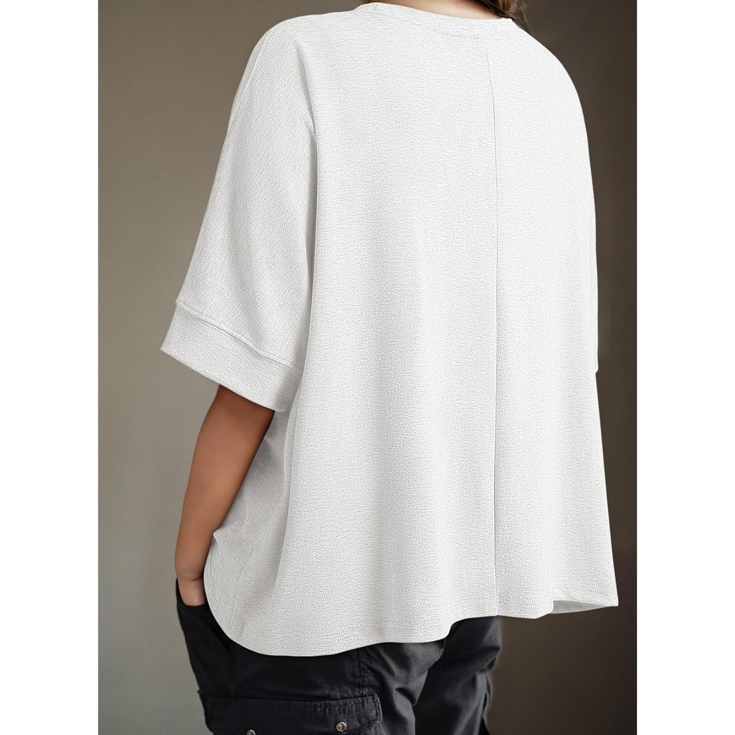 Dokotoo Summer Shirts 2025 Womens Solid T Shirts for Women Loose Oversized Tops Basic Tee