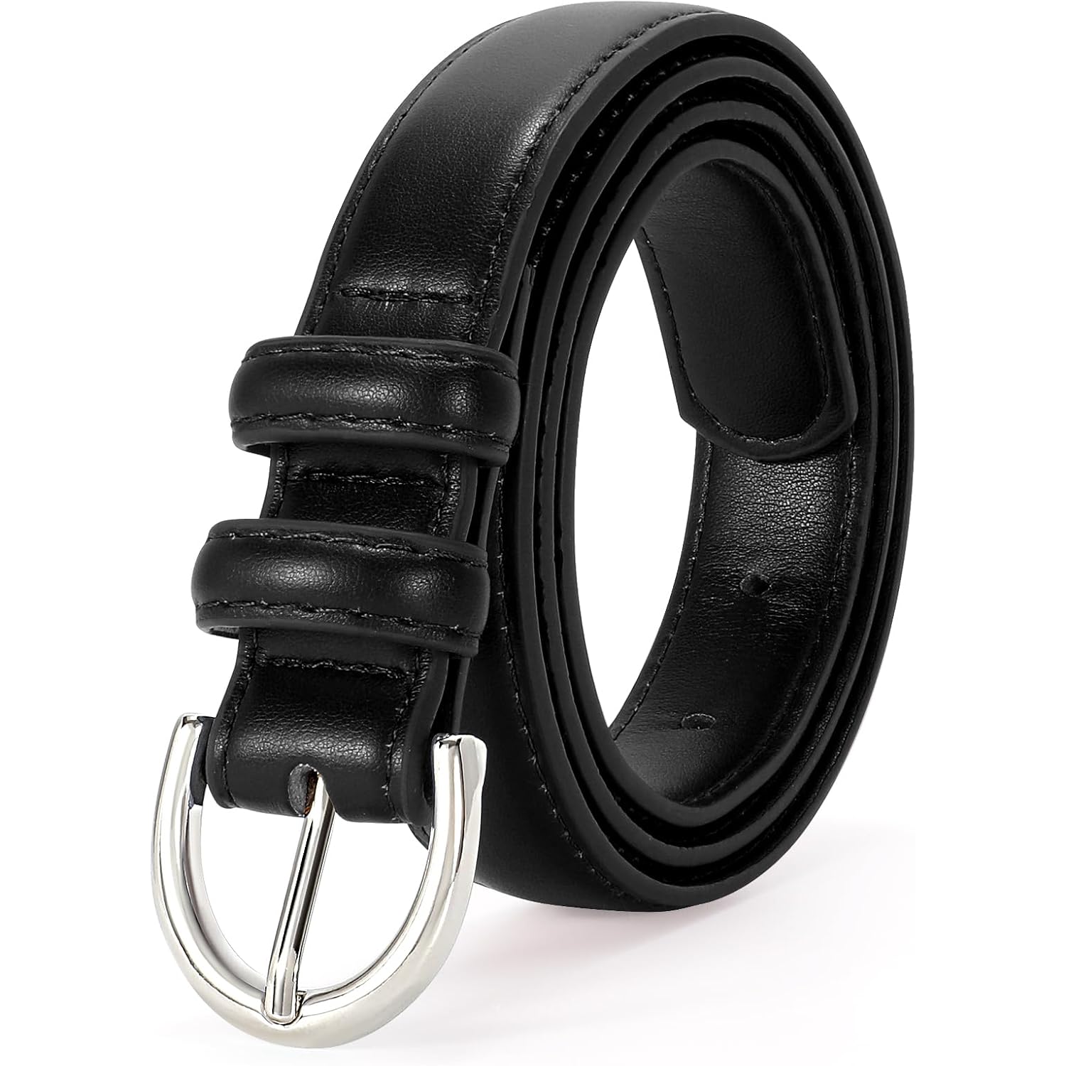 Women Leather Belt for Jeans Pants Fashion Ladies Skinny Belt for Dresses Thin Belt with Single Prong Buckle