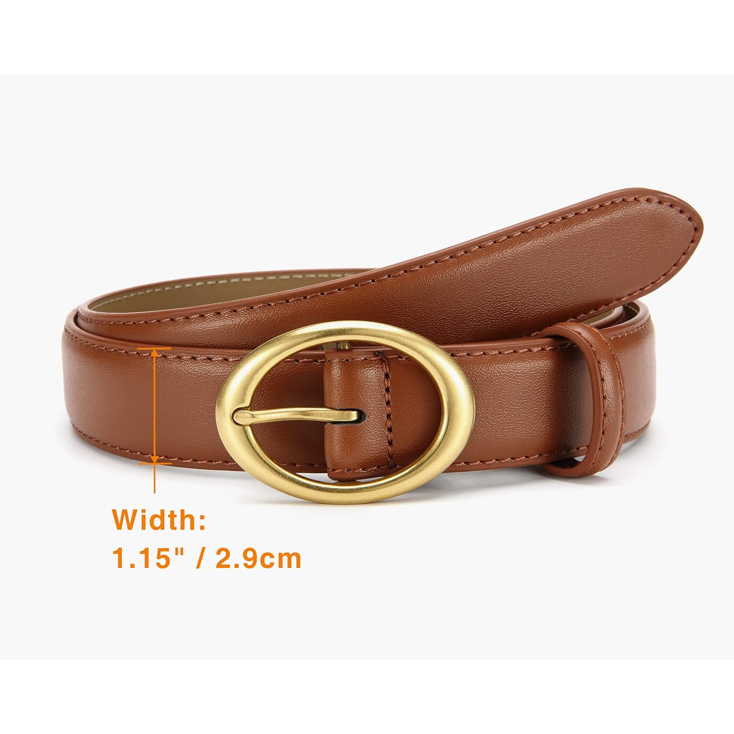 Womens Belt - CR Leather Belt Women Casual for Jeans Pants Dress - Belts with Gold Buckle for Women Fashion