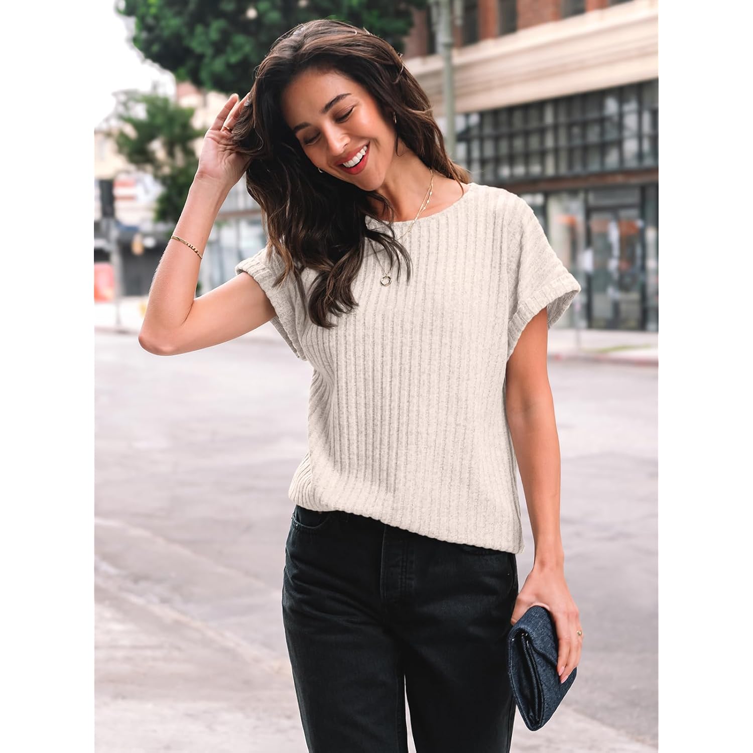 AUTOMET Women Shirts Summer Sweaters Regular Fit Short Sleeve Tunic Tops 2025 Dressy Casual Business Blouses