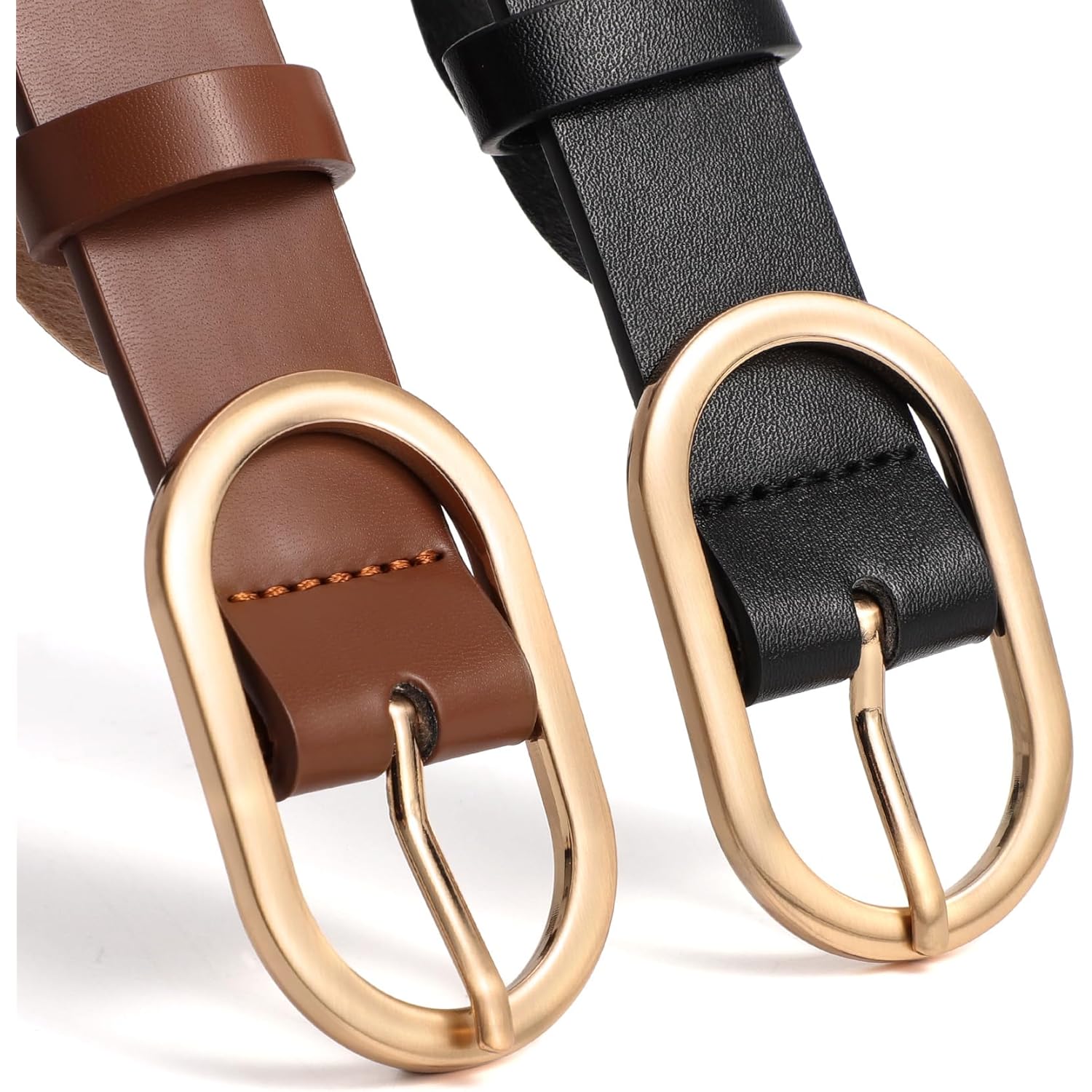 XZQTIVE 3 Pack Plus Size Women's Leather Belts for Jeans Pants Dress Fashion Gold Buckle Ladies Waist Belt