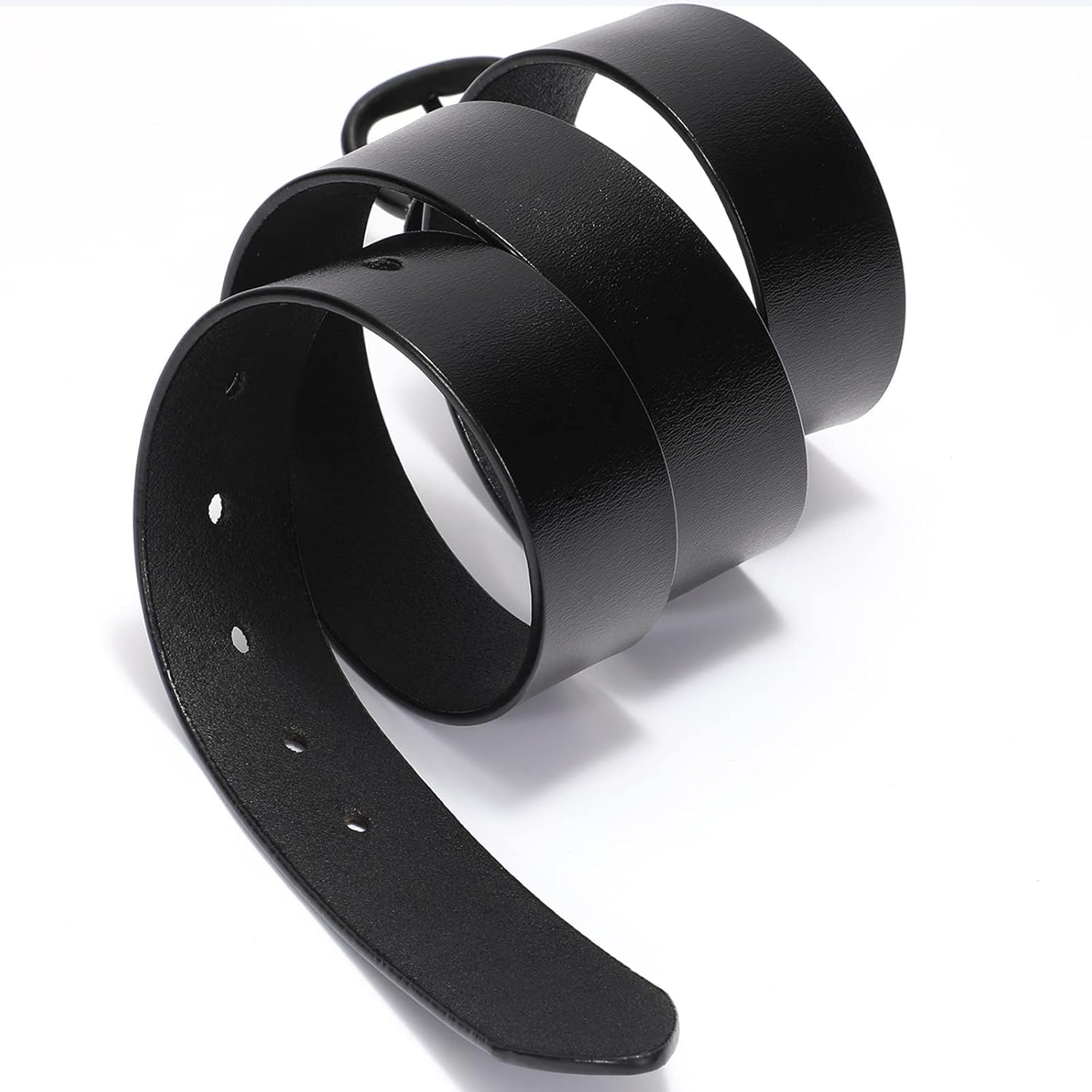 WHIPPY Women Leather Belt for Jeans Pants Dresses Black Ladies Waist Belt with Pin Buckle