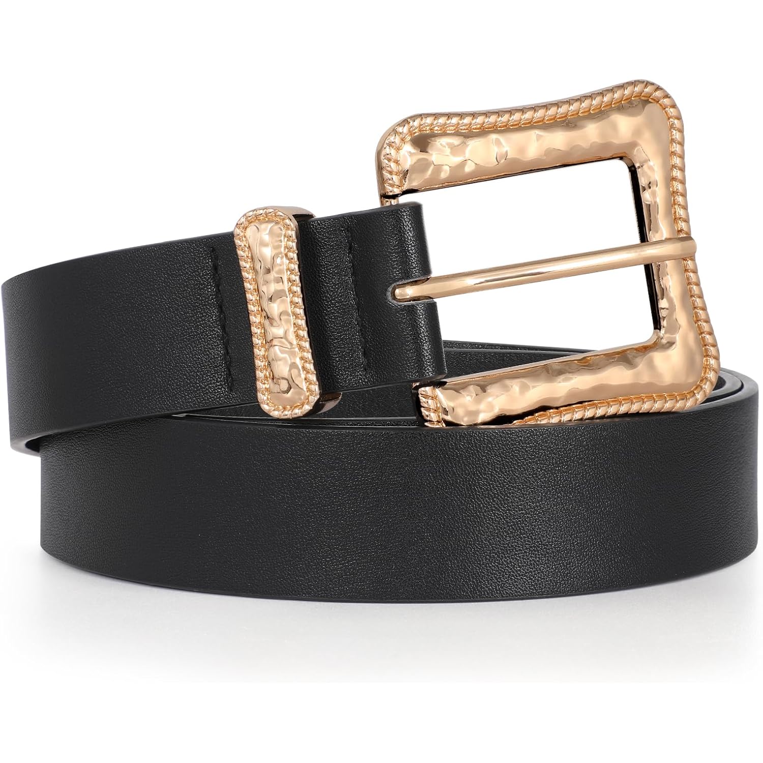 JASGOOD Plus Size Women's Leather Belt for Jeans Pants, Fashion Ladies Waist Belt with Gold Buckle