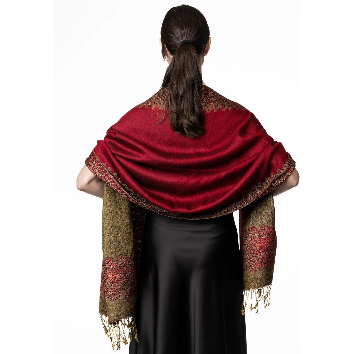Achillea Big Paisley Pashmina Shawl Wrap for Women – Elegant Scarf for Weddings, Evening Dresses, Festivals & Daily Wear