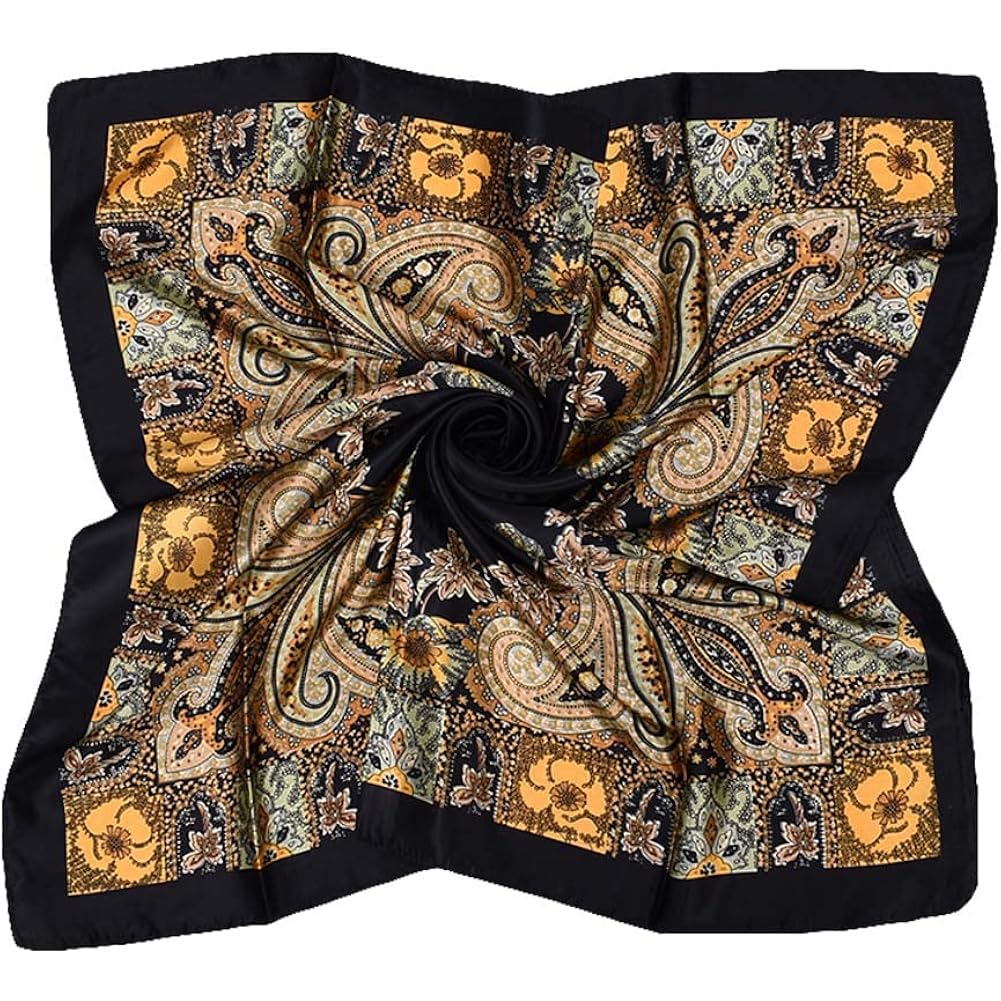 4Pcs Silk Head Scarves for Women Satin Hair Scarf 35”Large Square Bandana Silk Like Neck Scarf Shawl