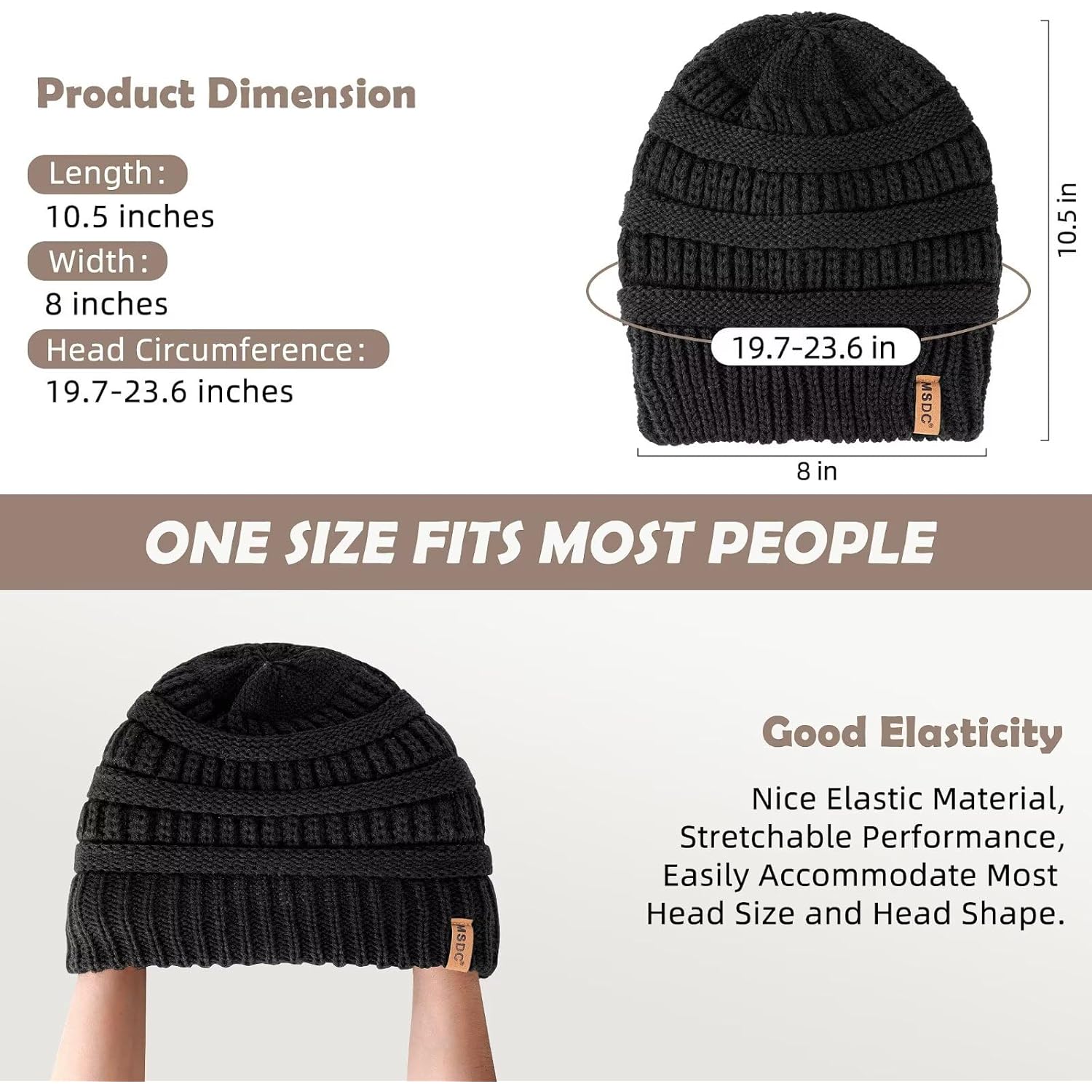 3 Pack Satin Lined Beanie for Women, Warm Slouchy Winter Hats with Silk Lined, Fashionable Oversized Cable Knit Hat Skull Cap